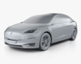 Tesla Model X Прототип 2014 3D модель clay render