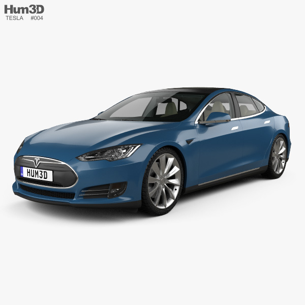 Tesla Model S con interior 2014 Modelo 3D