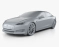 Tesla Model S with HQ interior 2017 3d model clay render