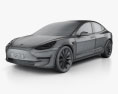 Tesla Model 3 Прототип 2016 3D модель wire render