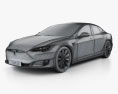Tesla Model S 2015 3D模型 wire render