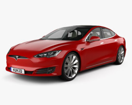 Tesla Model S com interior 2015 Modelo 3d