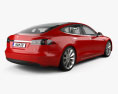 Tesla Model S con interior 2016 Modelo 3D vista trasera