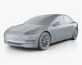 Tesla Model 3 2021 3d model clay render