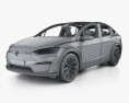 Tesla Model X com interior 2024 Modelo 3d wire render