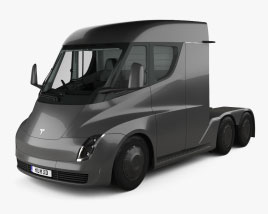 Tesla Semi Day Cab Tractor Truck with HQ interior and engine 2018 3D model