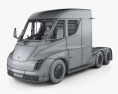 Tesla Semi Day Cab 트랙터 트럭 인테리어 가 있는 와 엔진이 2021 3D 모델  wire render