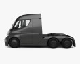 Tesla Semi Day Cab Camion Tracteur avec Intérieur et moteur 2021 Modèle 3d vue de côté