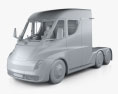 Tesla Semi Day Cab Camión Tractor con interior y motor 2021 Modelo 3D clay render