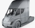 Tesla Semi Sleeper Cab Tractor Truck with HQ interior and engine 2018 3d model wire render