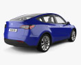 Tesla Model Y с детальным интерьером 2024 3D модель back view