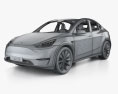 Tesla Model Y з детальним інтер'єром 2024 3D модель wire render