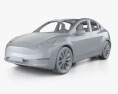 Tesla Model Y with HQ interior 2024 3d model clay render