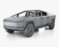 Tesla Cybertruck з детальним інтер'єром 2024 3D модель wire render