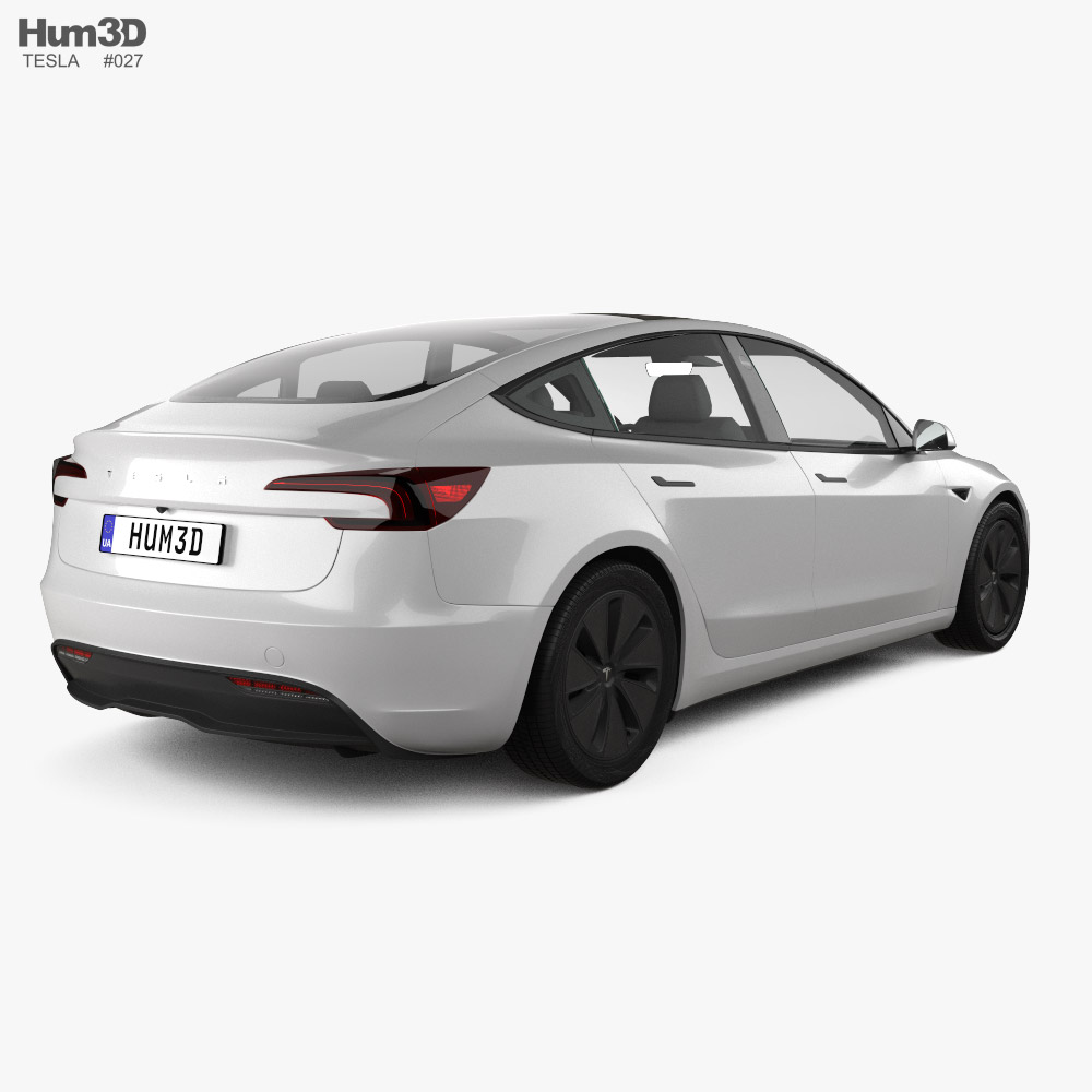 Tesla Model 3 2024 3D-Modell - Herunterladen Fahrzeuge on