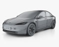 Tesla Model 3 2024 3d model wire render