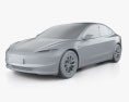Tesla Model 3 Performance 2024 3d model clay render