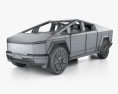 Tesla Cybertruck with HQ interior 2023 3D模型 wire render
