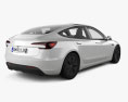Tesla Model 3 with HQ interior 2024 3D-Modell Rückansicht