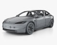 Tesla Model 3 with HQ interior 2024 3D 모델  wire render