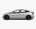 Tesla Model 3 with HQ interior 2024 Modelo 3D vista lateral