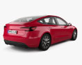Tesla Model 3 Performance with HQ interior 2024 Modello 3D vista posteriore
