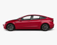 Tesla Model 3 Performance with HQ interior 2024 3D-Modell Seitenansicht