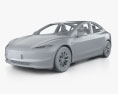 Tesla Model 3 Performance with HQ interior 2024 3D-Modell clay render
