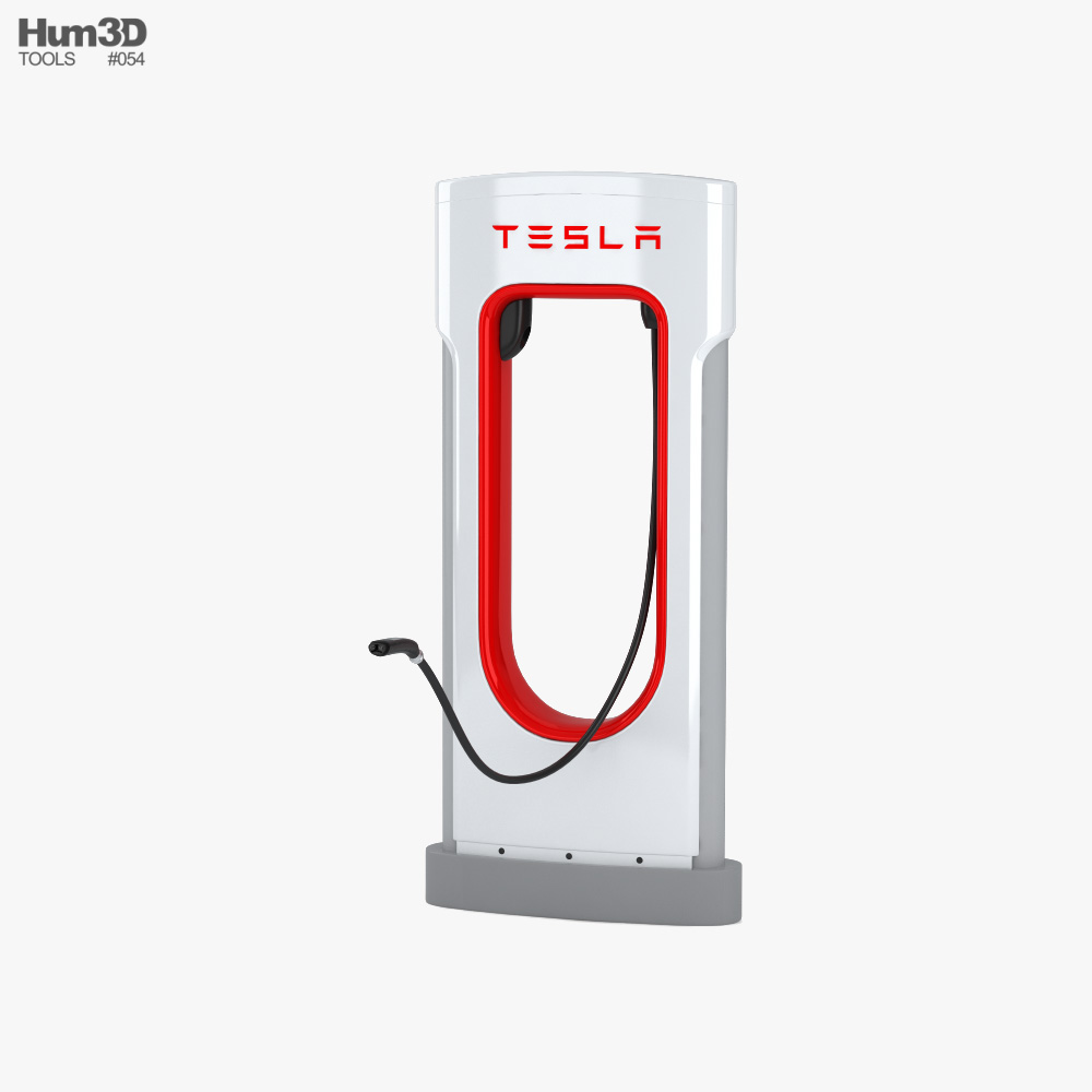 Tesla Supercharger with Open Charging Port 3D 모델 