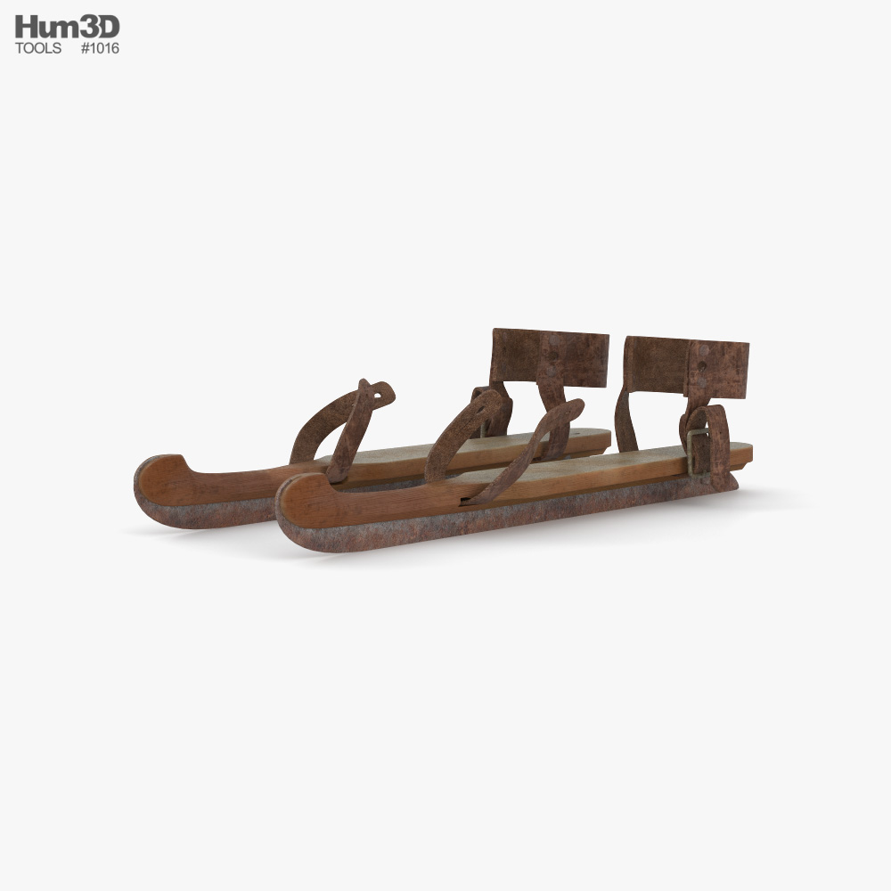 Dutch Old Wooden Skates 3D model