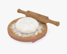 Rolling Pin and Dough 3D model