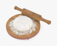 Rolling Pin and Dough 3d model