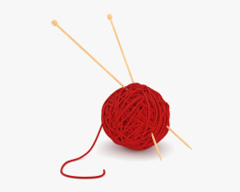 Wool Yarn With Knitting Needles 3D model