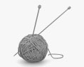 Wool Yarn With Knitting Needles 3d model