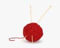 Fil de laine avec aiguilles à tricoter Modèle 3d