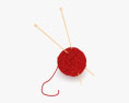 Wool Yarn With Knitting Needles 3d model