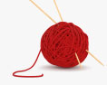 Fil de laine avec aiguilles à tricoter Modèle 3d