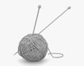 ウール糸と編み針 3Dモデル
