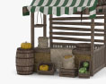 中世の市場の露店 3Dモデル