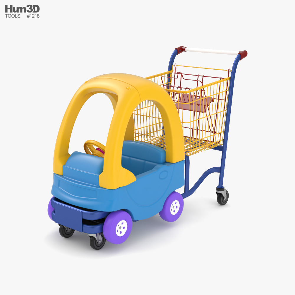 Supermarket Toy Car Shopping Trolley 3D model