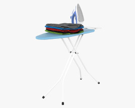 Ironing Board with Iron and Clothes 3D model