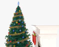 크리스마스 트리가 있는 벽난로 3D 모델 