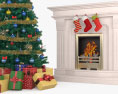 带圣诞树的壁炉 3D模型
