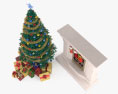 크리스마스 트리가 있는 벽난로 3D 모델 