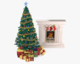 クリスマスツリーのある暖炉 3Dモデル