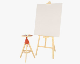Easel with Painting Palette 3D model
