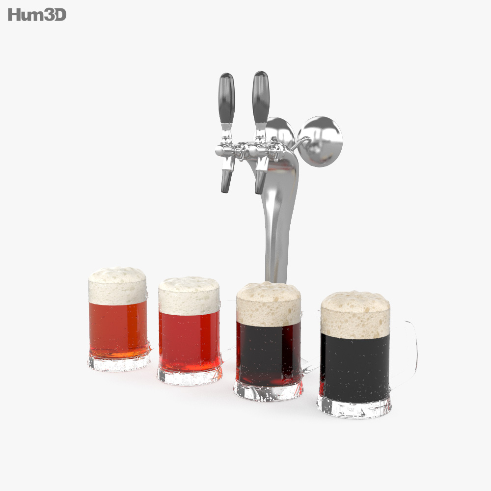 Robinet de bière avec une chope de bière Modèle 3D