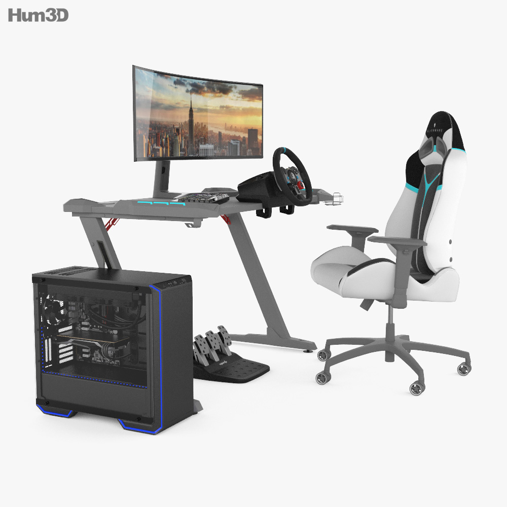 Gaming PC set 3D-Modell