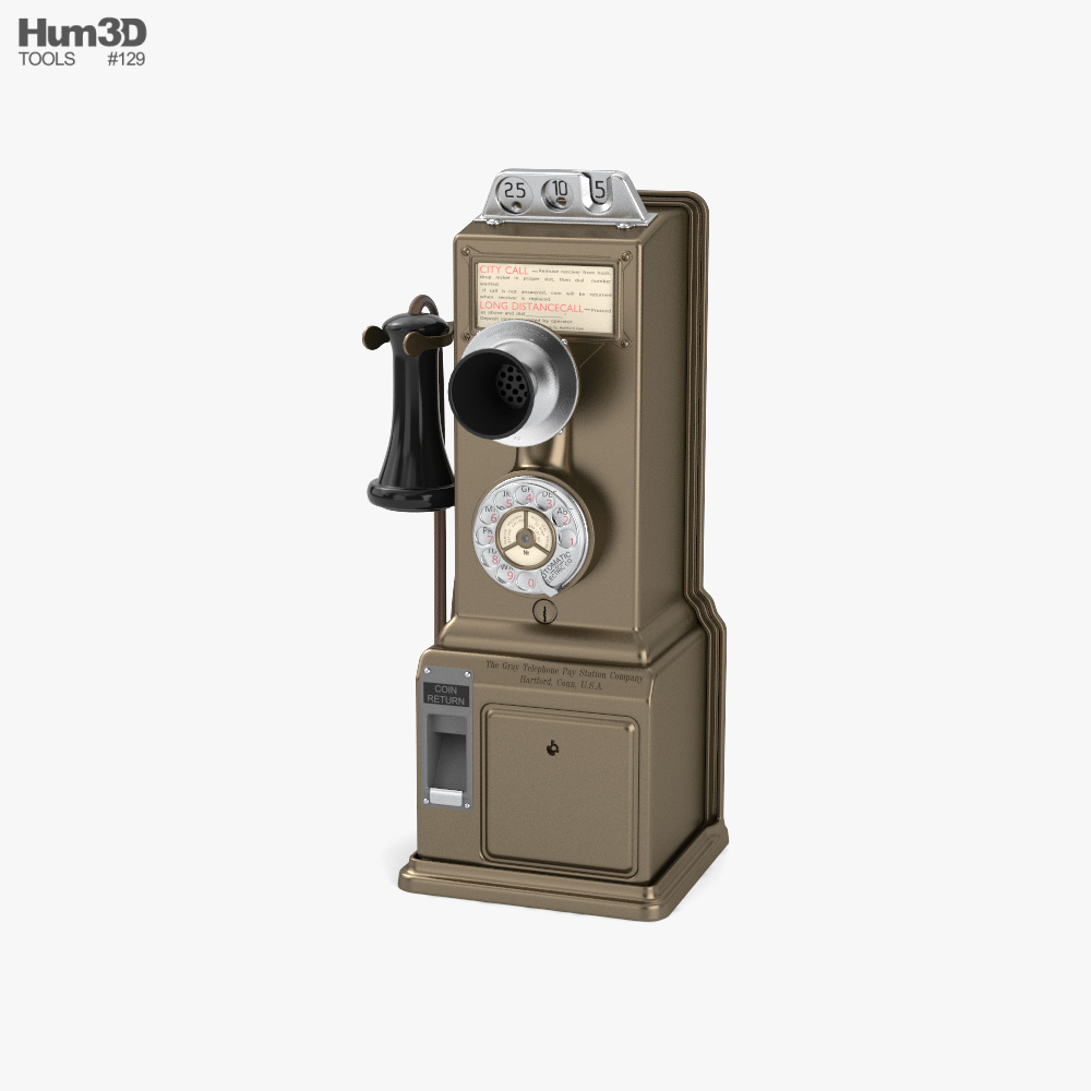 Teléfono público rotatorio antiguo Modelo 3D
