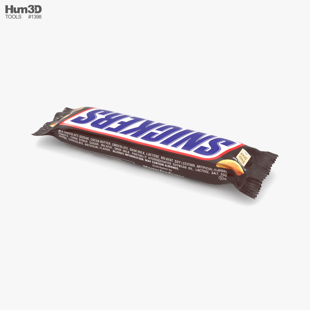 Snickers Barre chocolat 3D model - Télécharger Aliments on
